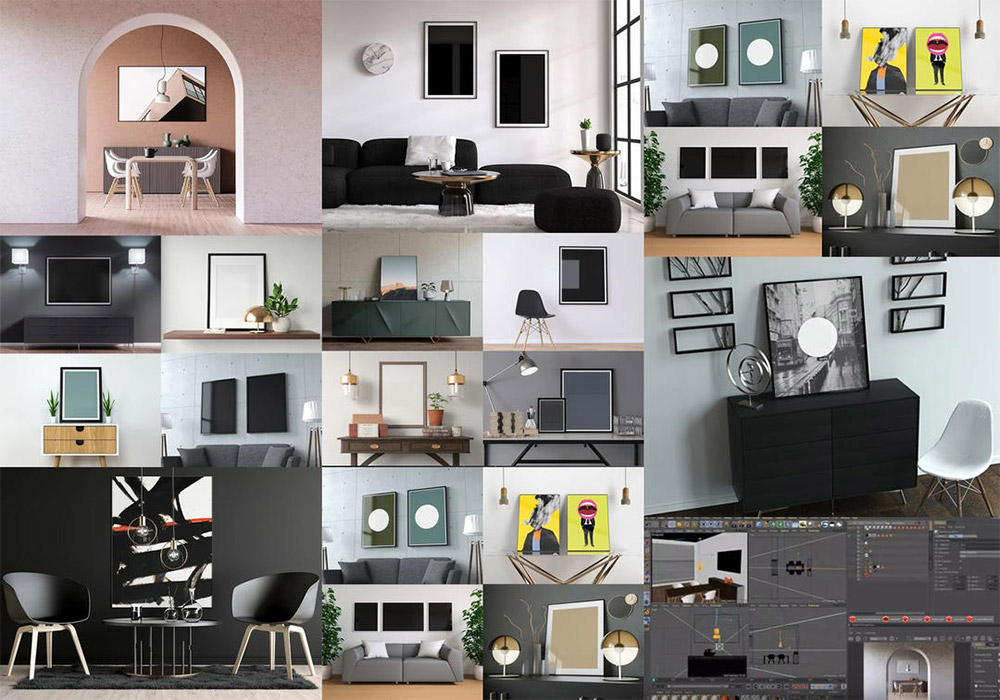 15款高端室内场景海报样机模板合集 Poster Mockups Collection