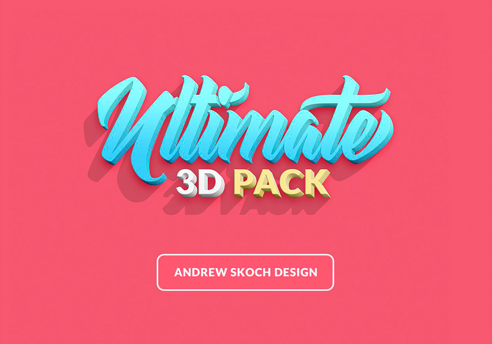3D立体文字智能样机模板 3D Ultimate 3D Pack