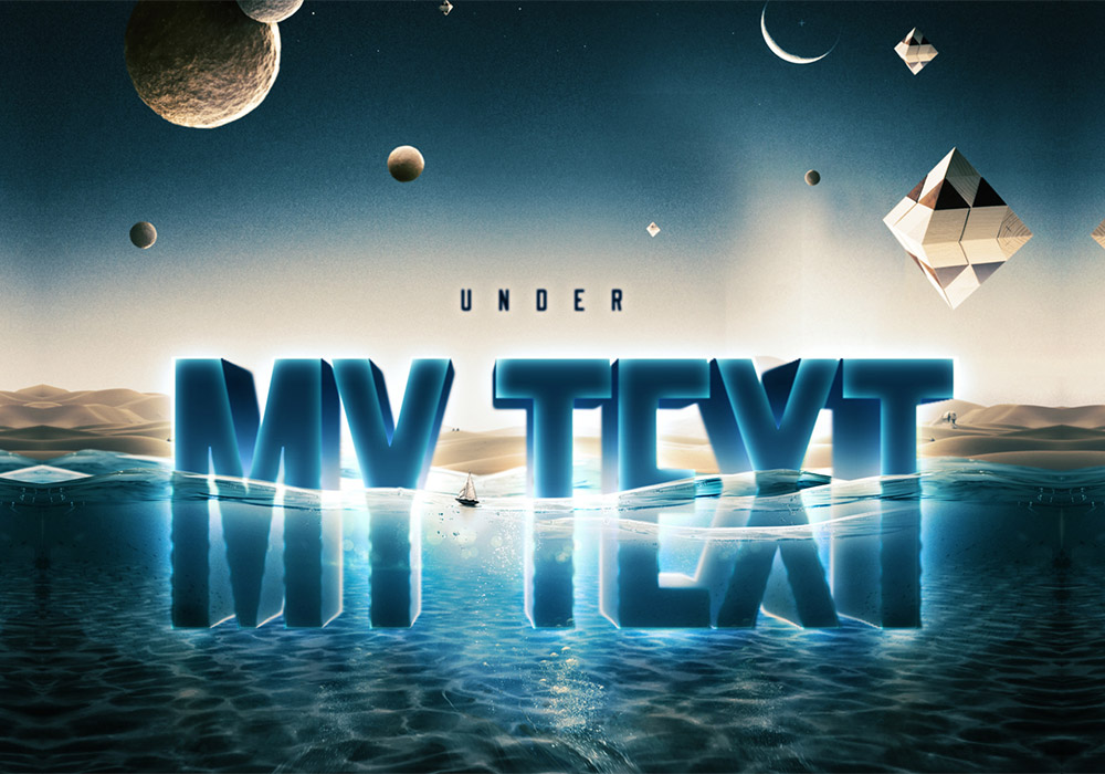 水下文字标志效果PSD智能样机 Underwater Text Logo Effect