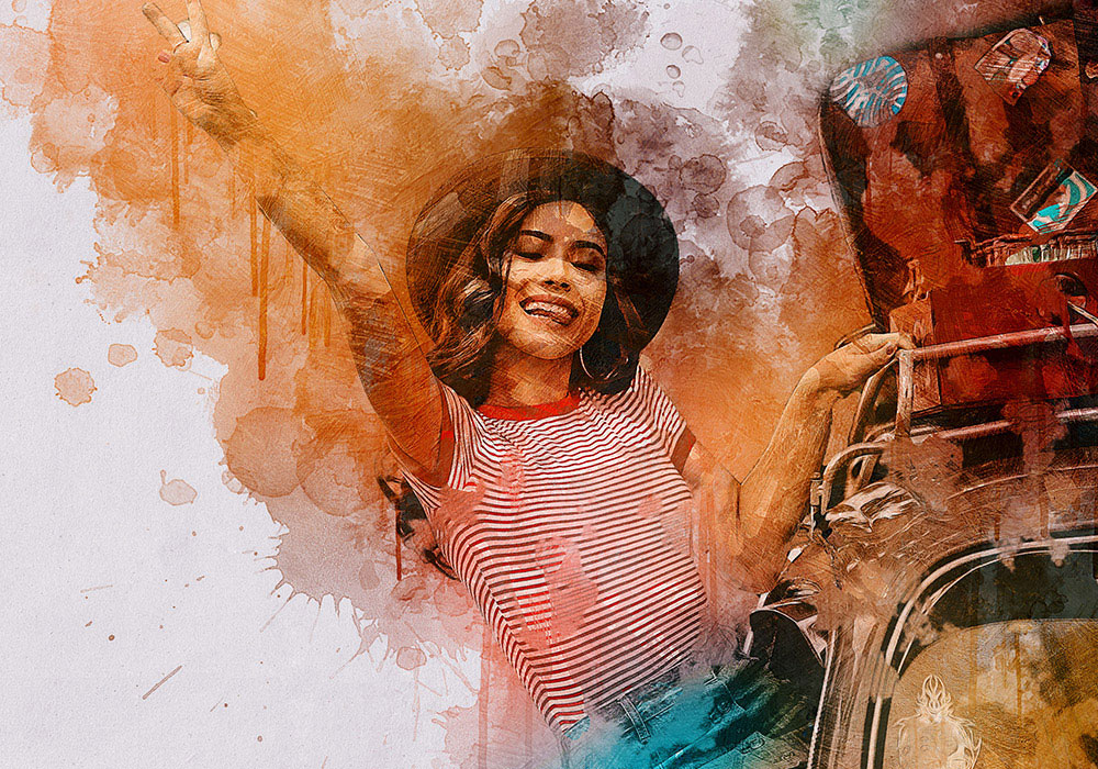 逼真水彩效果PS动作 Water Painting GM Action