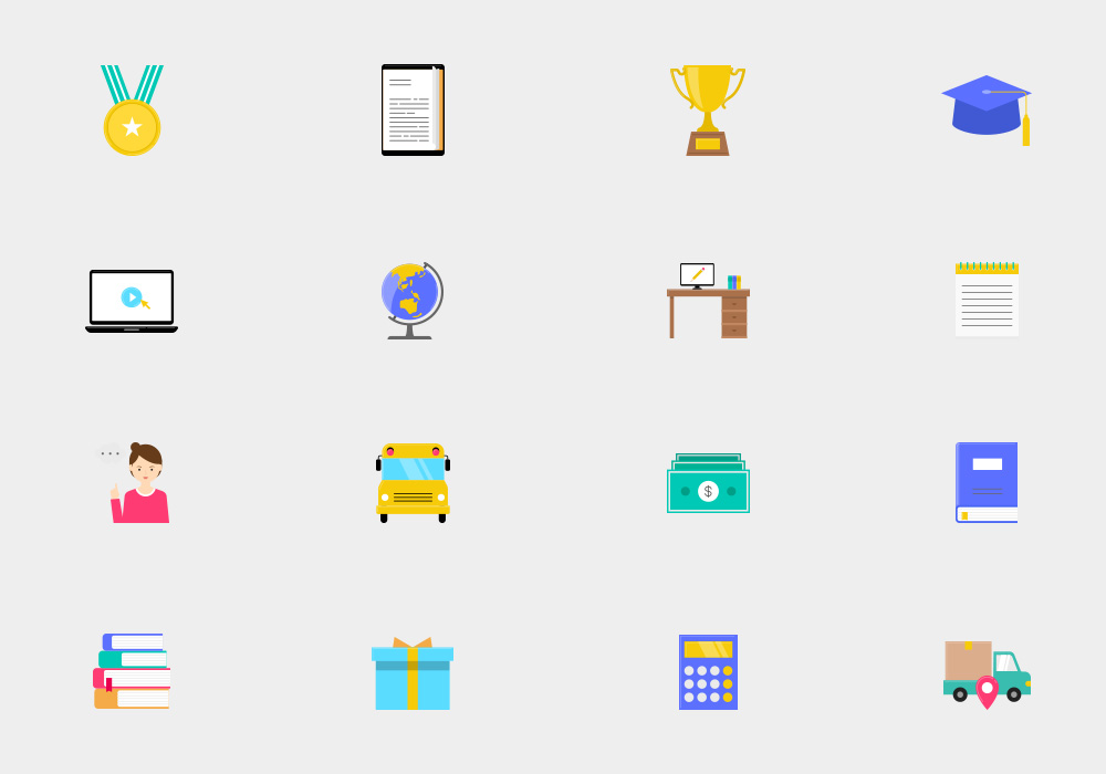 200款扁平化立体彩色矢量图标合集