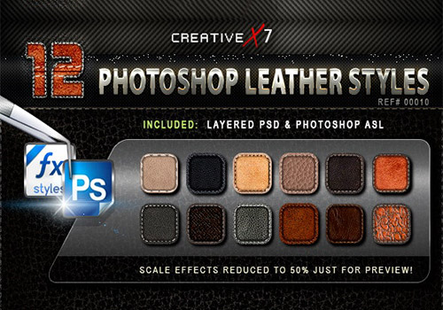 12种具有专业外观的Photoshop皮革效果样式 CreativeX7