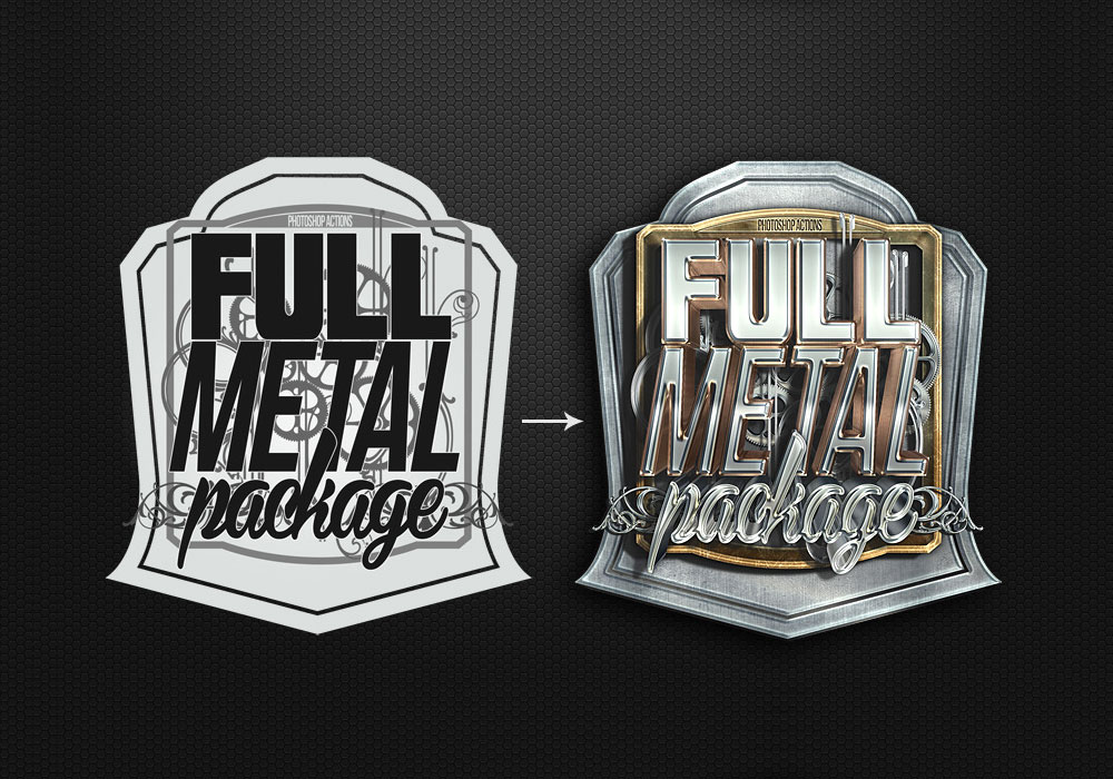 3D金属包装Photoshop动作 Full Metal Package 3D