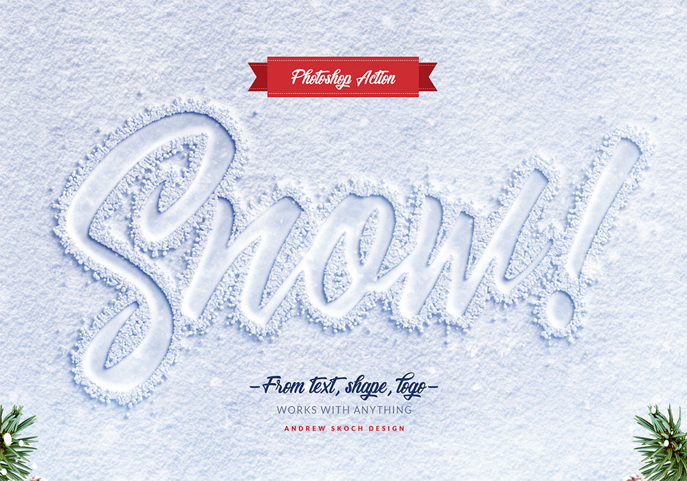 雪地刻字效果Photoshop动作 Snow Lettering