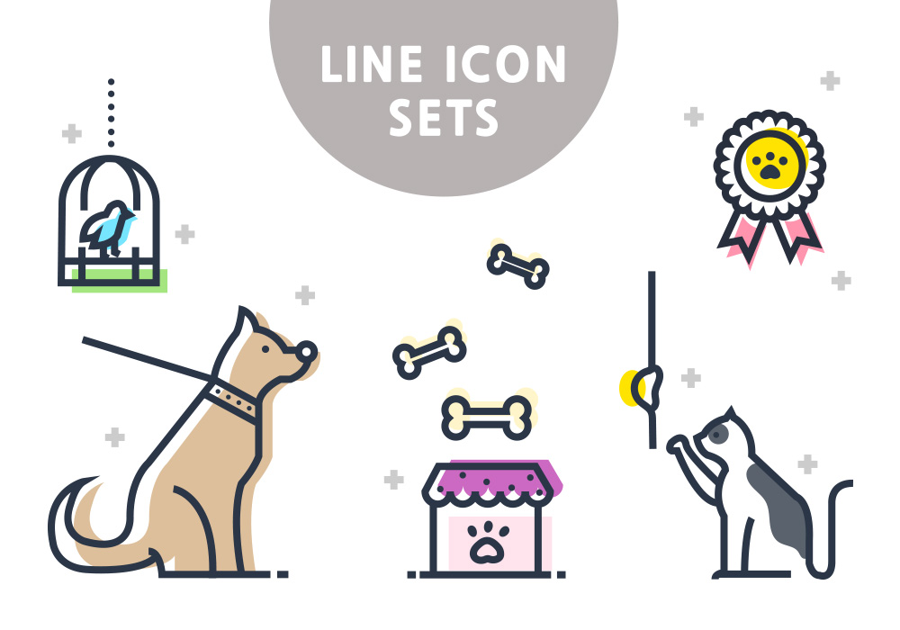 16大类MBE断线流行风格线稿图标集