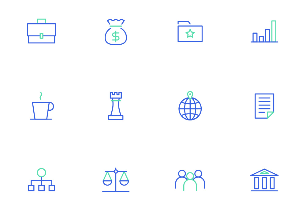 320个简约双色扁平化App网页UI设计矢量图标素材