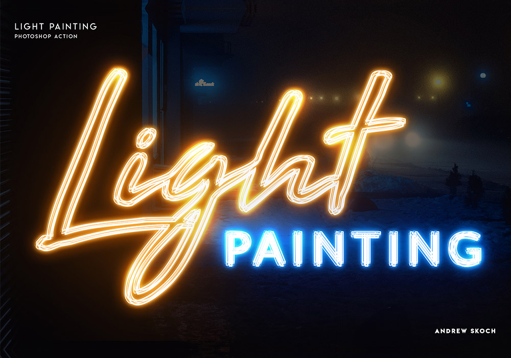 霓虹灯光绘效果PS动作 Light Painting Photoshop Action