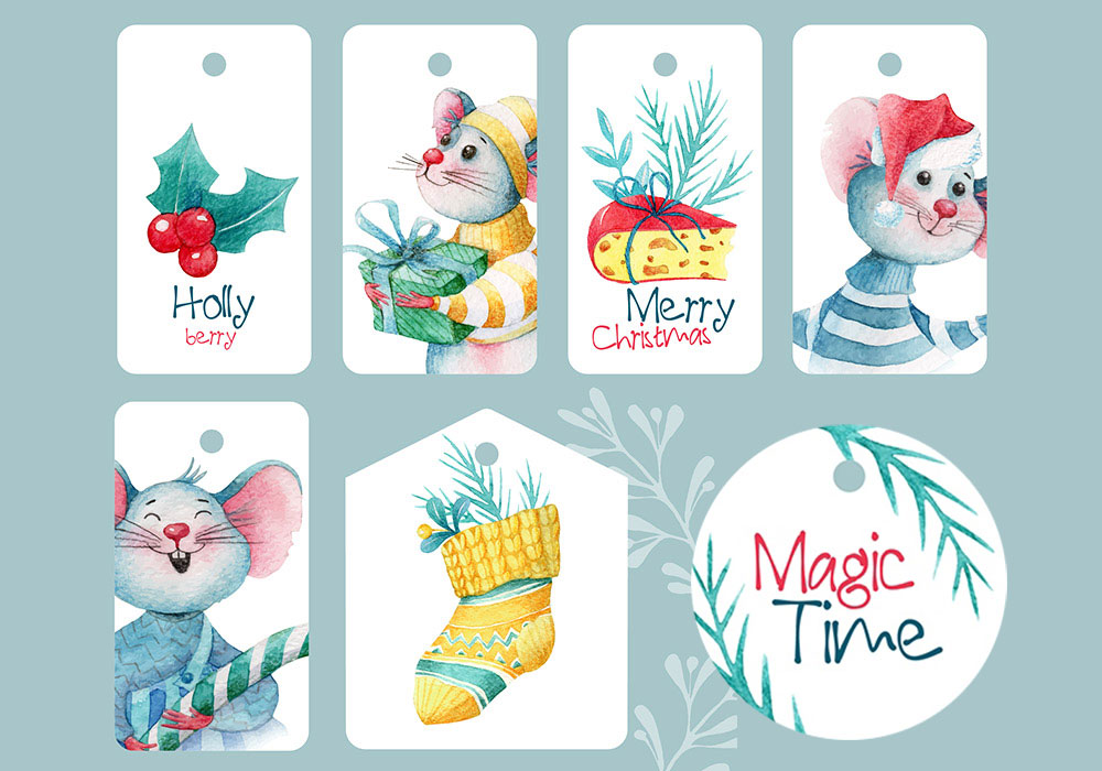 2020年矢量水彩卡通老鼠素材包（17款）