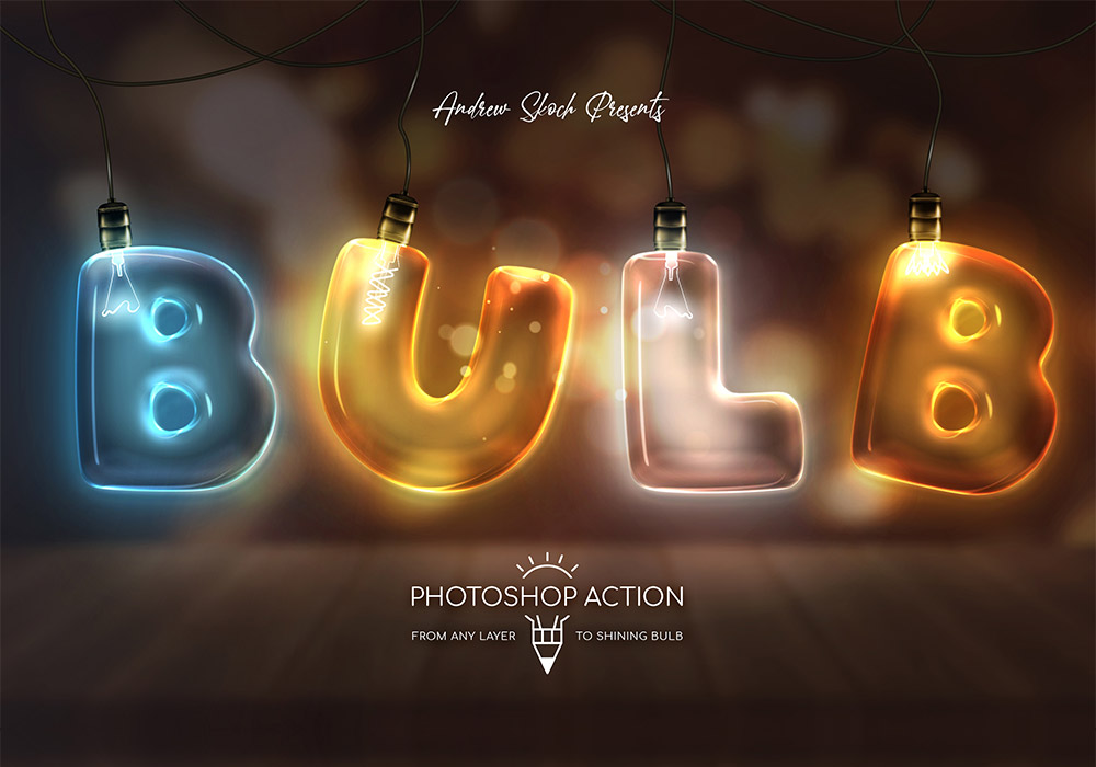 4种灯光效果Photoshop动作 Light Bulb