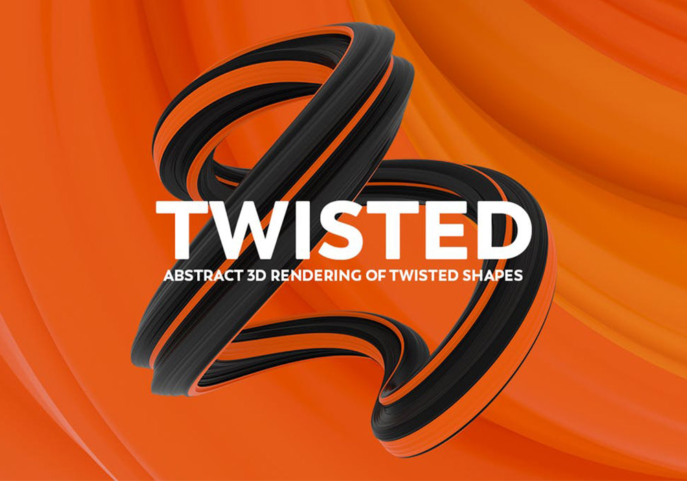 20款扭曲形状的抽象3D渲染PNG元素