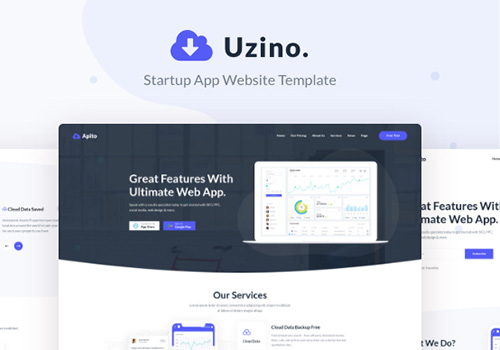 高级应用程序启动PSD网页模板 Uzino