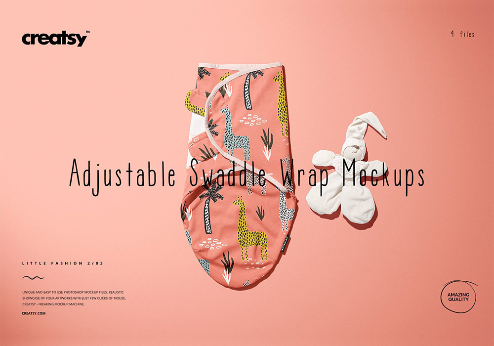 婴儿纸尿裤样机模板 Adjustable Baby Swaddle Wrap Mockup