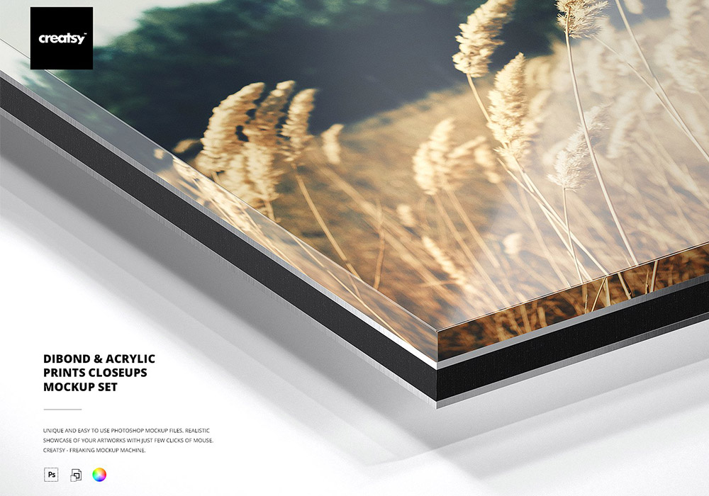 亚克力材质特写模型样机 Dibond & Acrylic Closeups Mockup Set