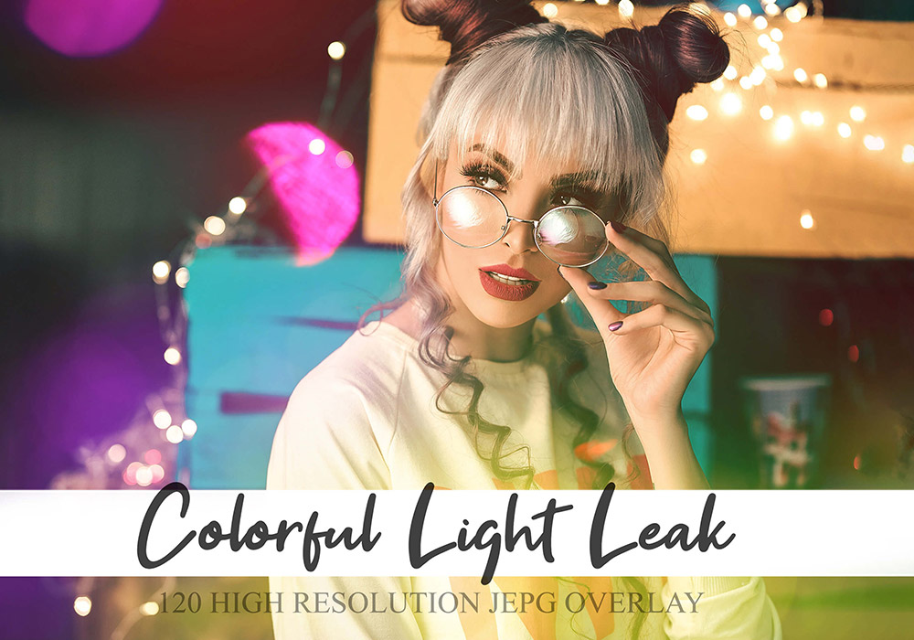 120张彩色漏光效果叠加图 Colorful Light Leak Photoshop Effect