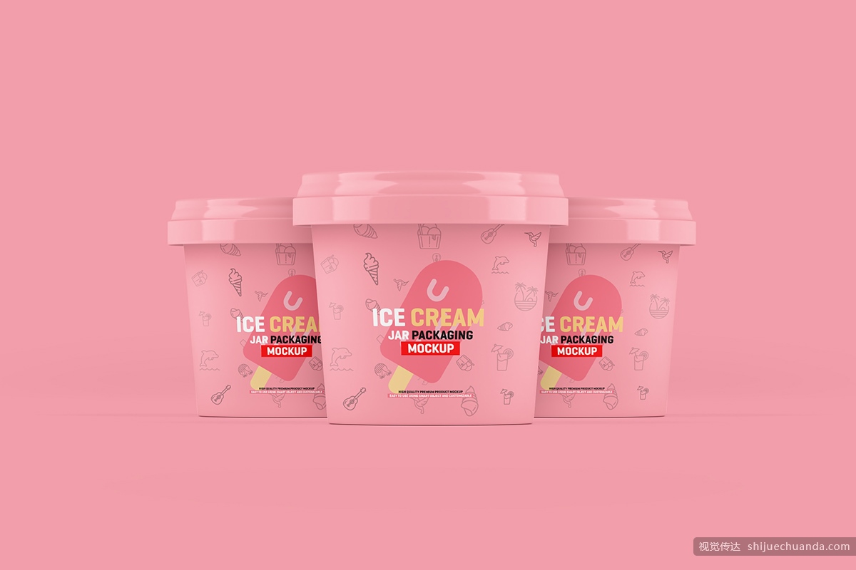 冰淇淋盒子包装样机 Ice Cream Jar Packaging Mockup