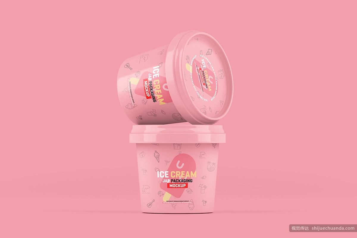 冰淇淋盒子包装样机 Ice Cream Jar Packaging Mockup