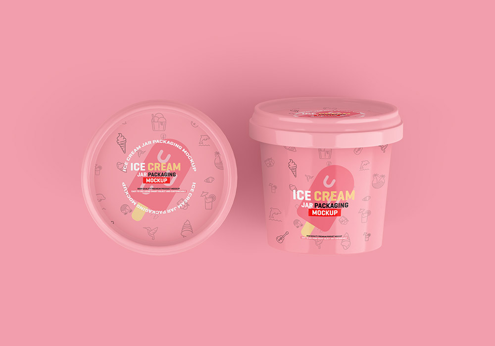 冰淇淋盒子包装样机 Ice Cream Jar Packaging Mockup