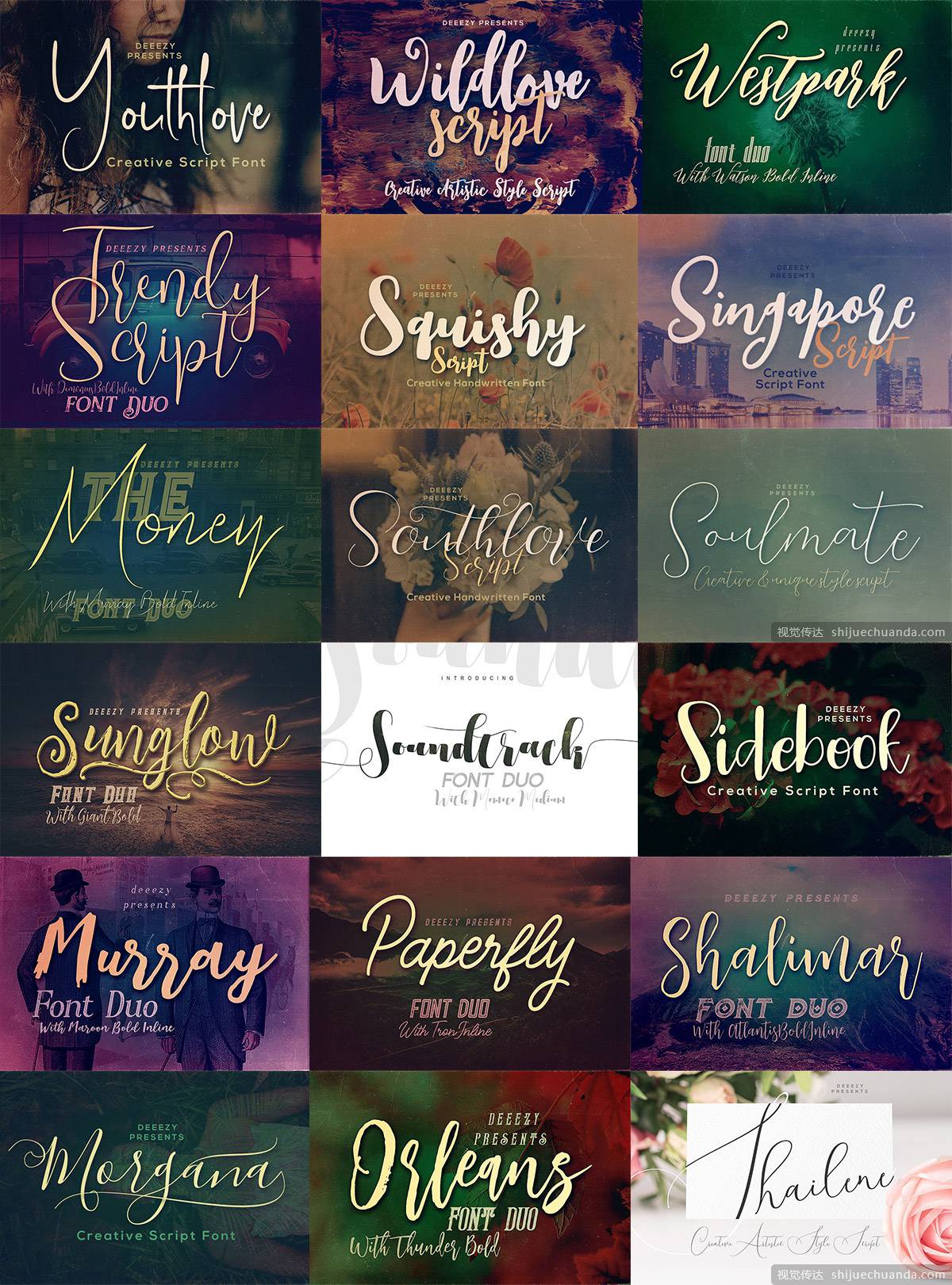 49种英文手写字体包 Script Fonts Bundle