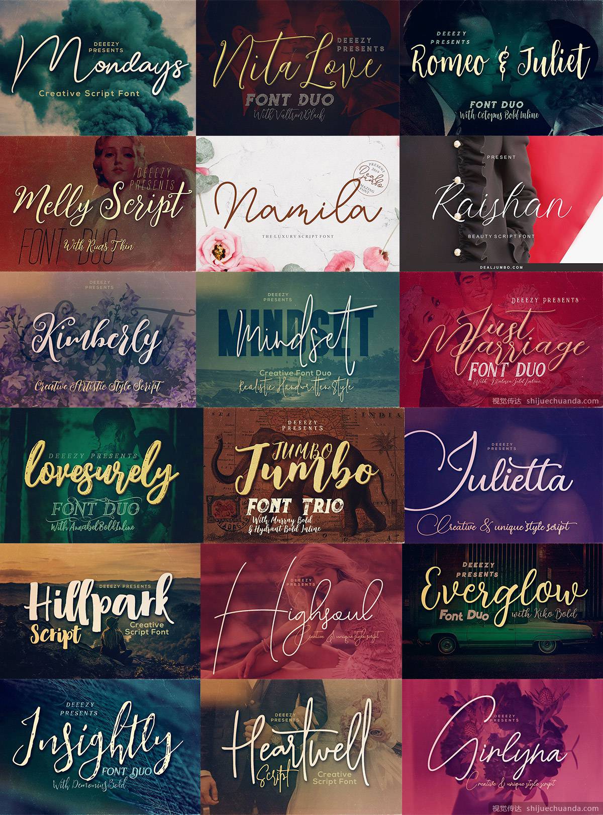 49种英文手写字体包 Script Fonts Bundle