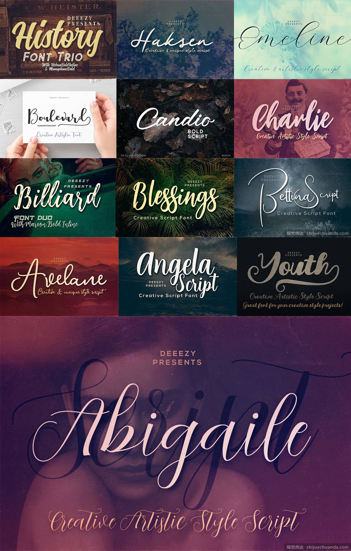 49种英文手写字体包 Script Fonts Bundle