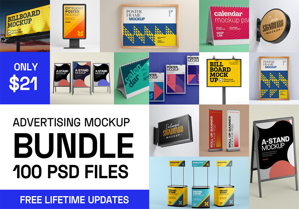 100+广告样机合集 Advertising Mockup Bundle