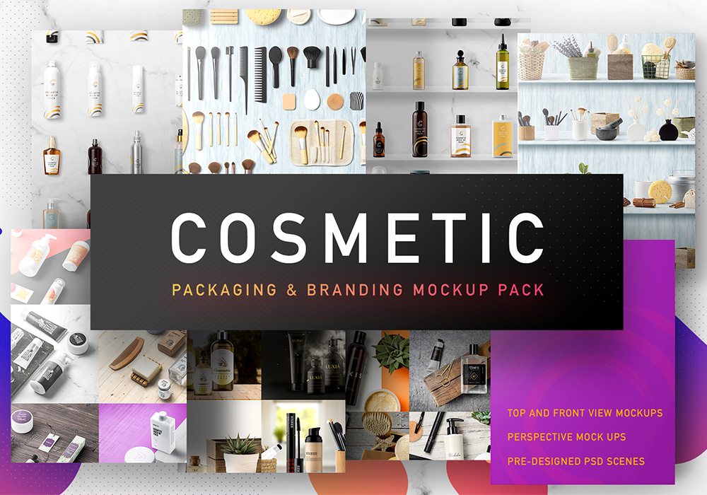 美护化妆品VI样机模型合集 Cosmetic Packaging Branding MockUp