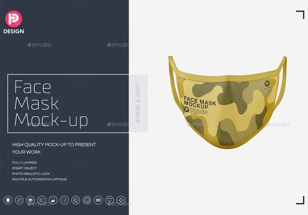 5个高质量口罩样机模板 Face Mask Mockup