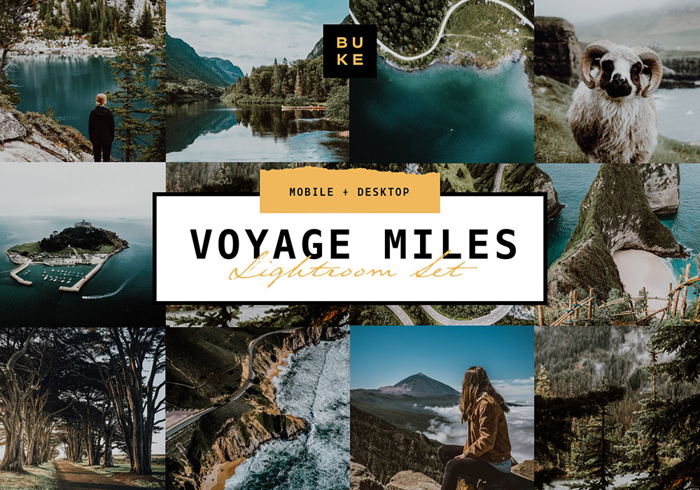 6个航拍旅行摄影Lightroom预设捆绑包Voyage Miles Preset Bundle
