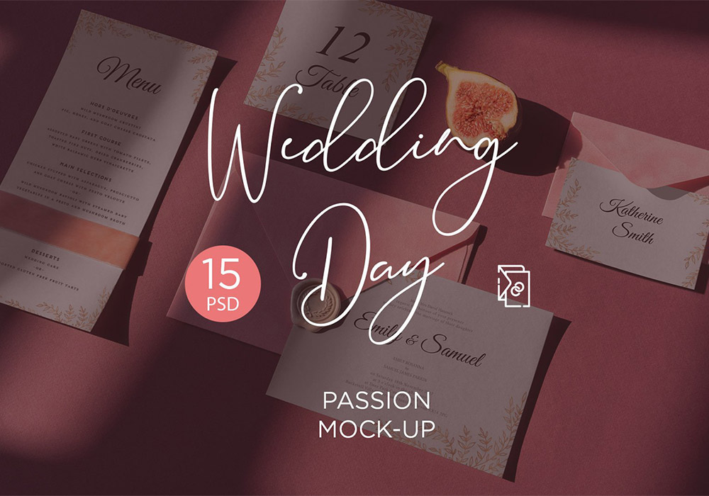 大气婚礼用品样机套件 Wedding Day Mock-Up Passion