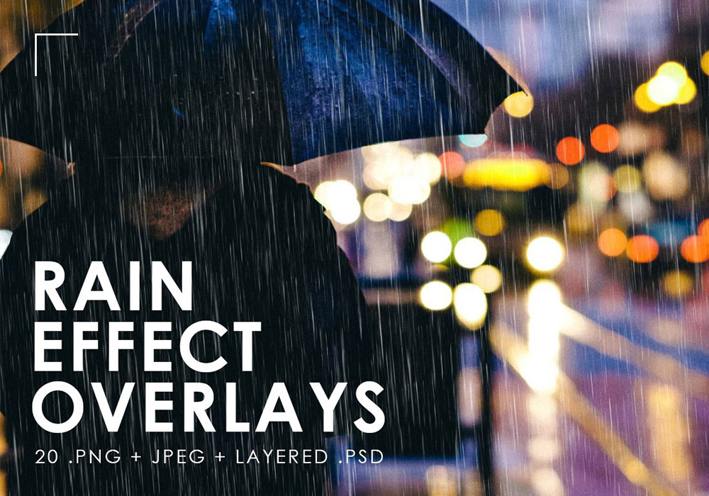 20张逼真的雨天效果覆盖图 Realistic Rain Overlays