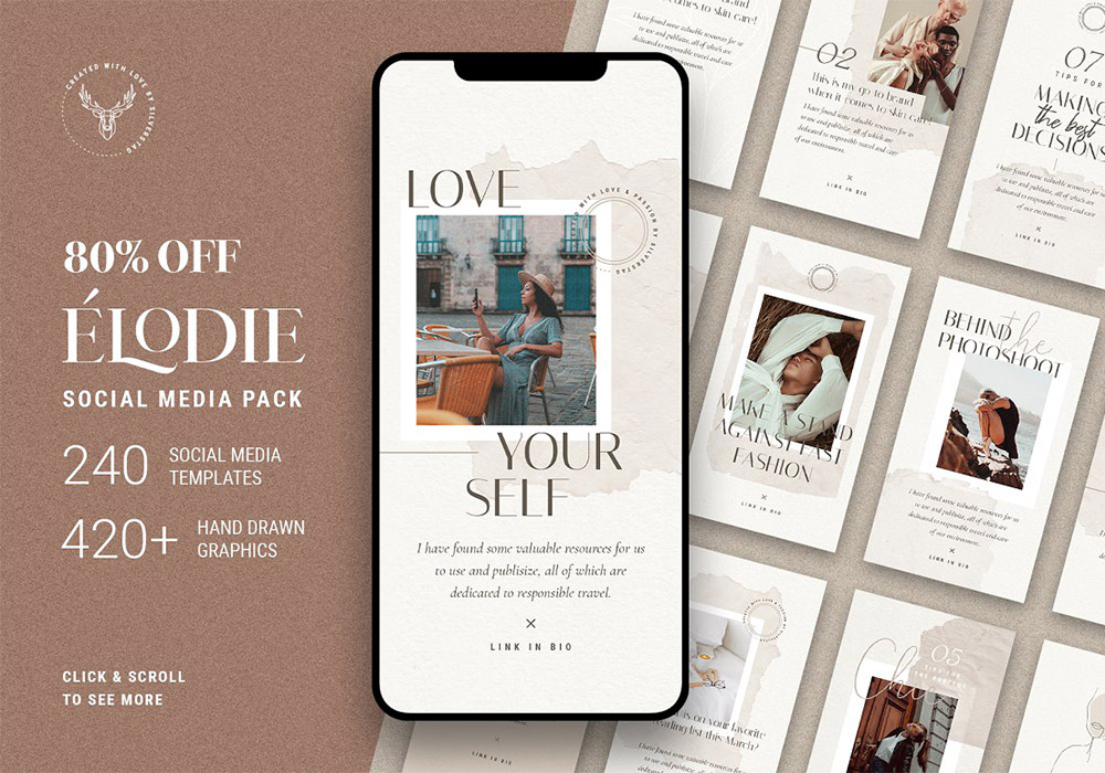 自媒体社交照片故事模板 Canva Elodie Social Media Pack