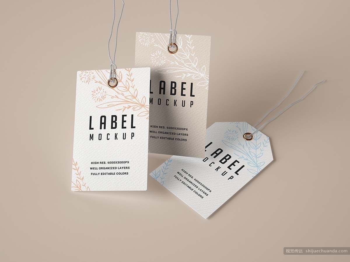 纸质牛皮纸标签样机集合 Paper & Kraft Label Mockup Set