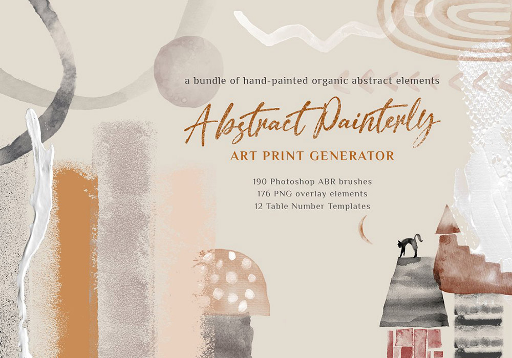 抽象绘画水彩艺术画笔 Abstract Watercolor Brushes