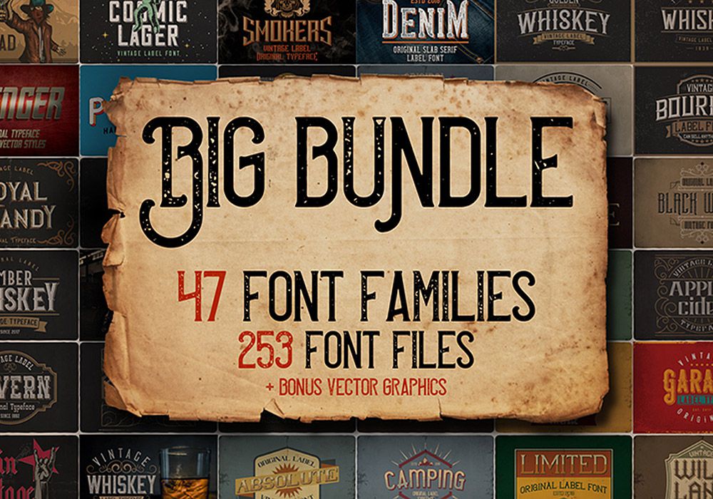 253种复古字体包 Big Vintage Fonts Bundle