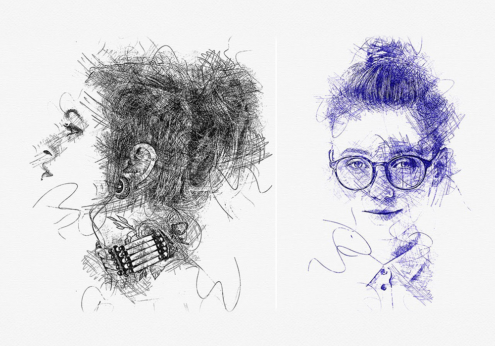 墨水笔素描PS动作 Ink Pen Sketch Photoshop Action