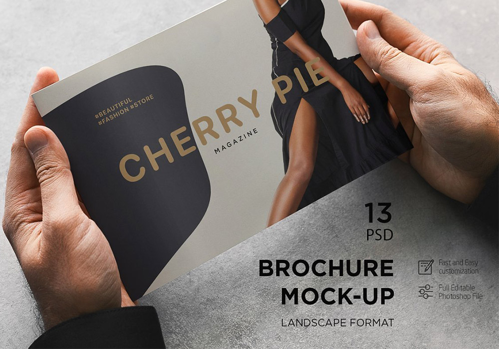 高端手册样机PSD模板 Landscape Brochure Mock-Up