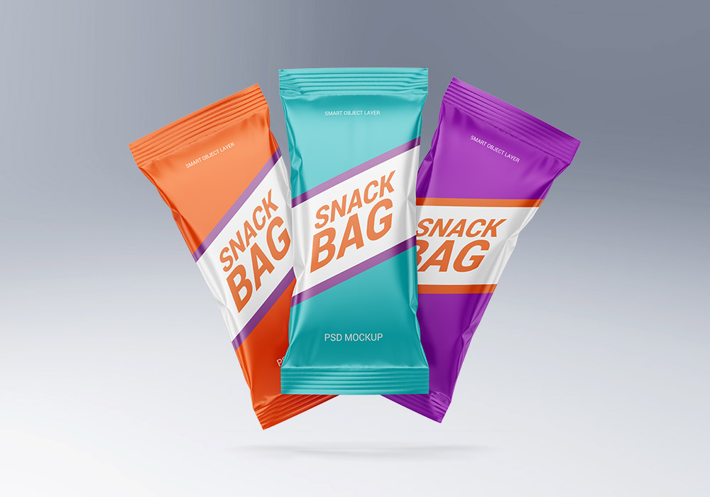 零食袋包装样机 Snack Bag Set Mockup