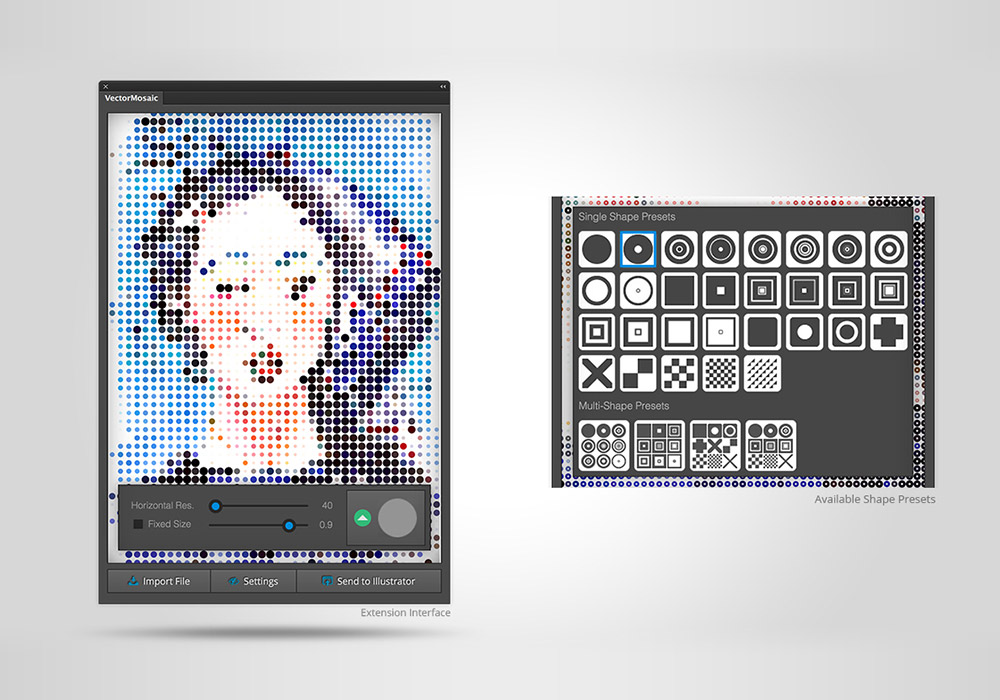 图片转矢量马赛克艺术效果AI插件 Vector Mosaic 汉化版