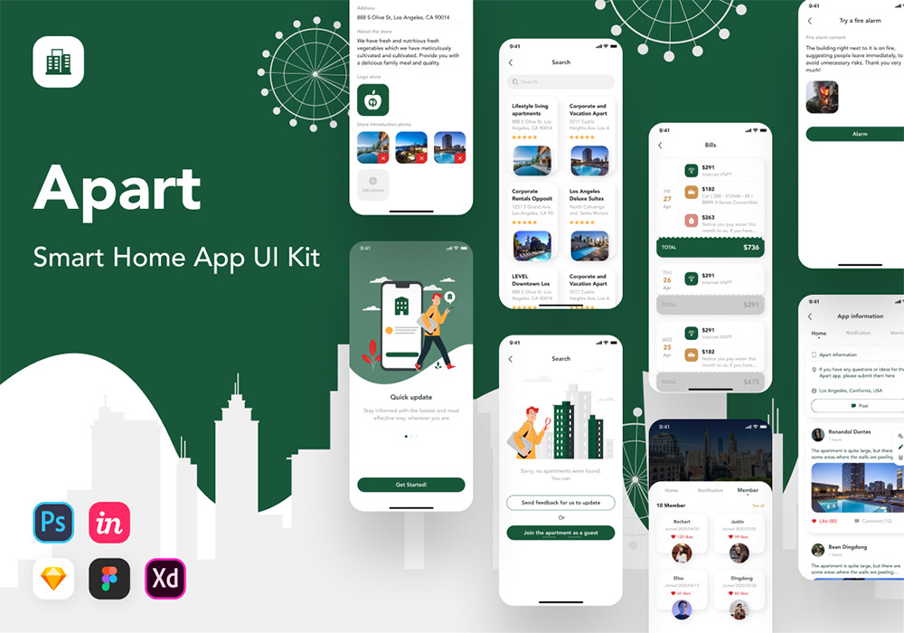 智能家居应用UI套件 Apart Smart Home App UI Kit