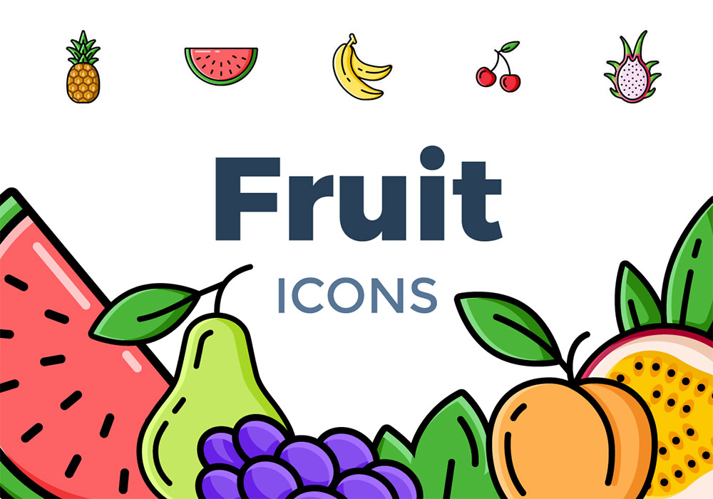 20种水果矢量图标集 Fruit Icons