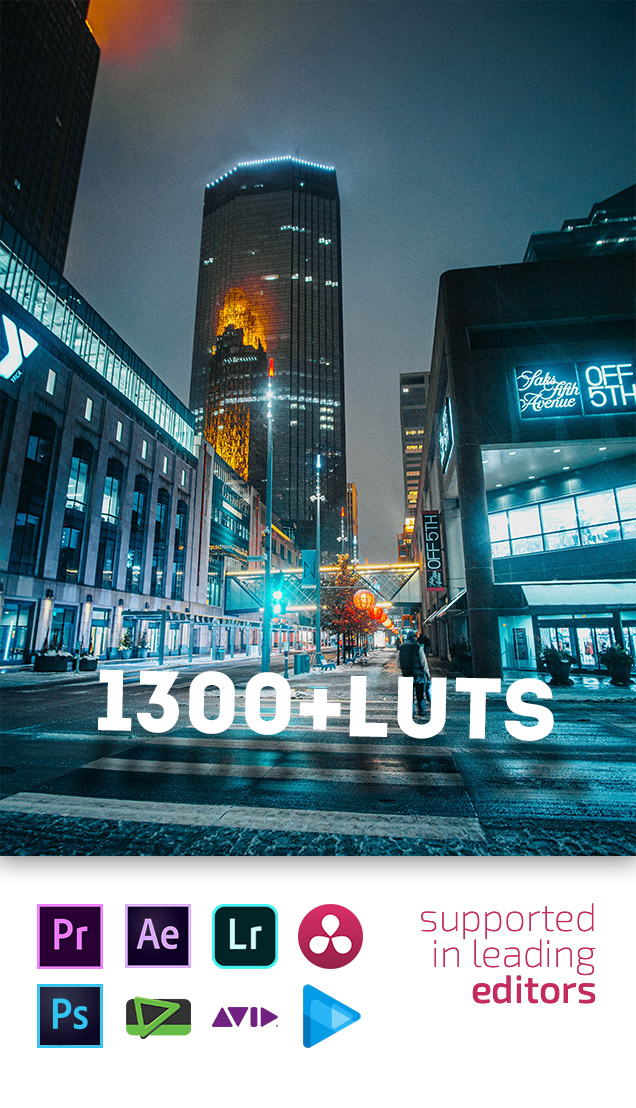 1300个电影外观LUTs颜色预设包