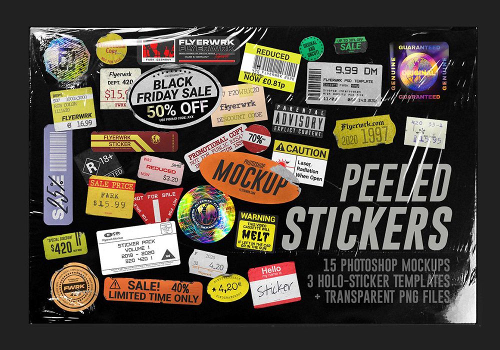 复古标签贴纸合集 Peeled Paper Stickers