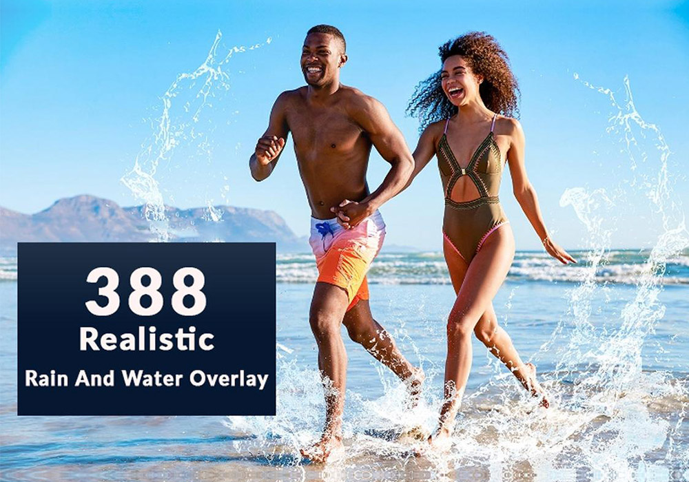 逼真的雨水飞溅叠加层 Realistic Rain and Water Splash Overlay