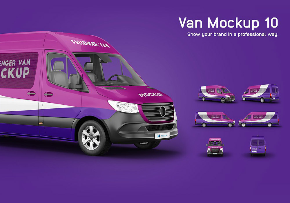 6视图高端汽车货车PSD模板样机