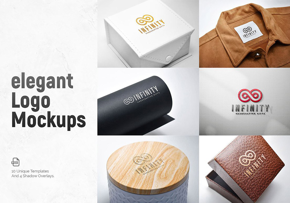 10个精品LOGO徽标样机贴图模板 Logos Mockups