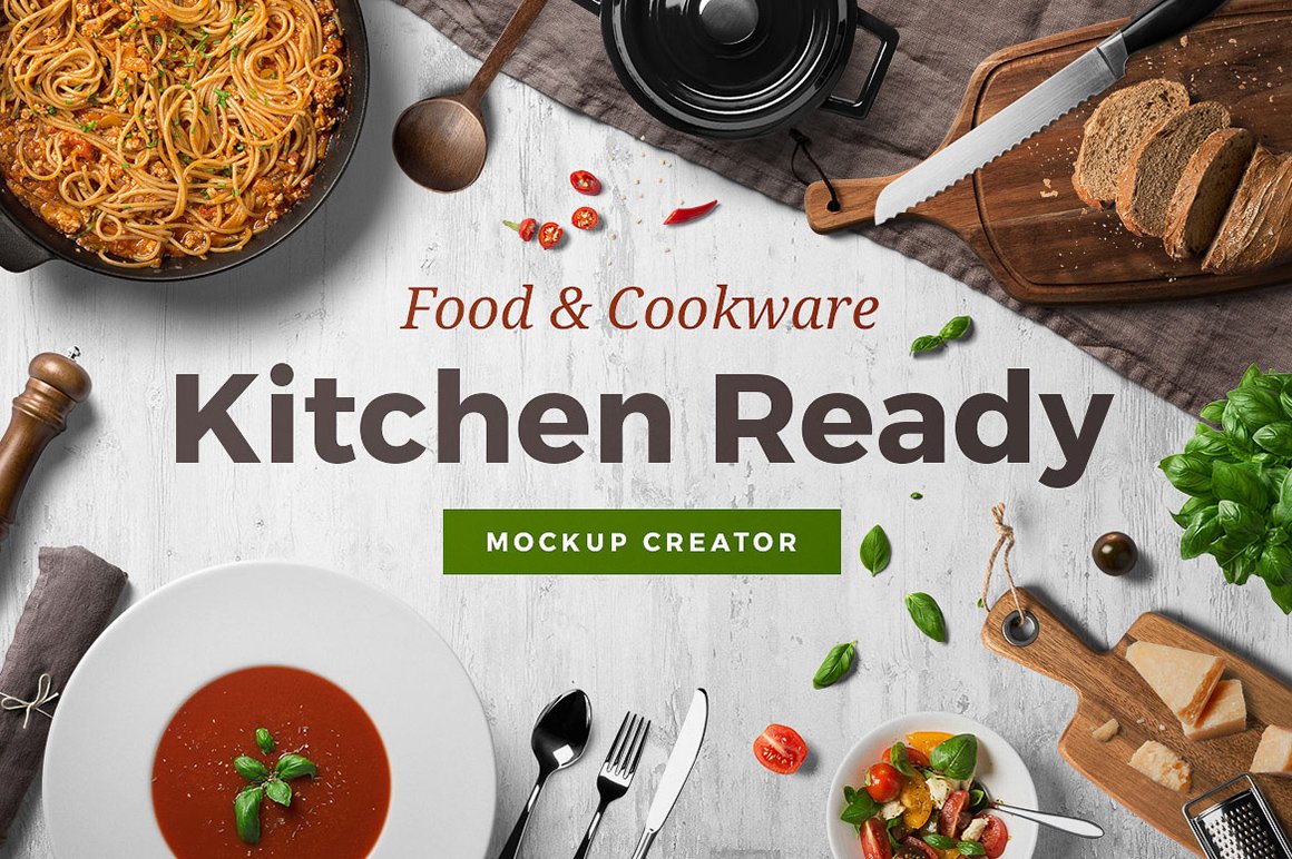 餐厅厨房场景样机创建器 Kitchen Ready Mockup Creator