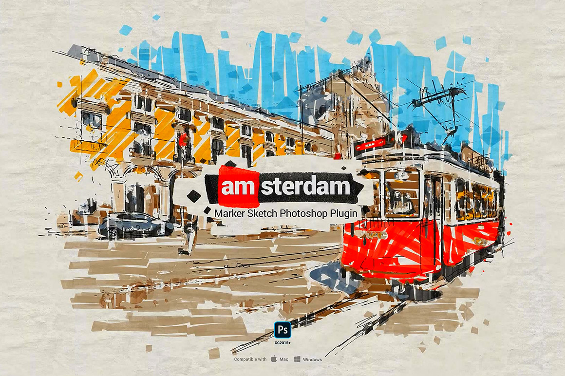 一键生成素描水彩效果PS插件 Marker Sketch Toolkit