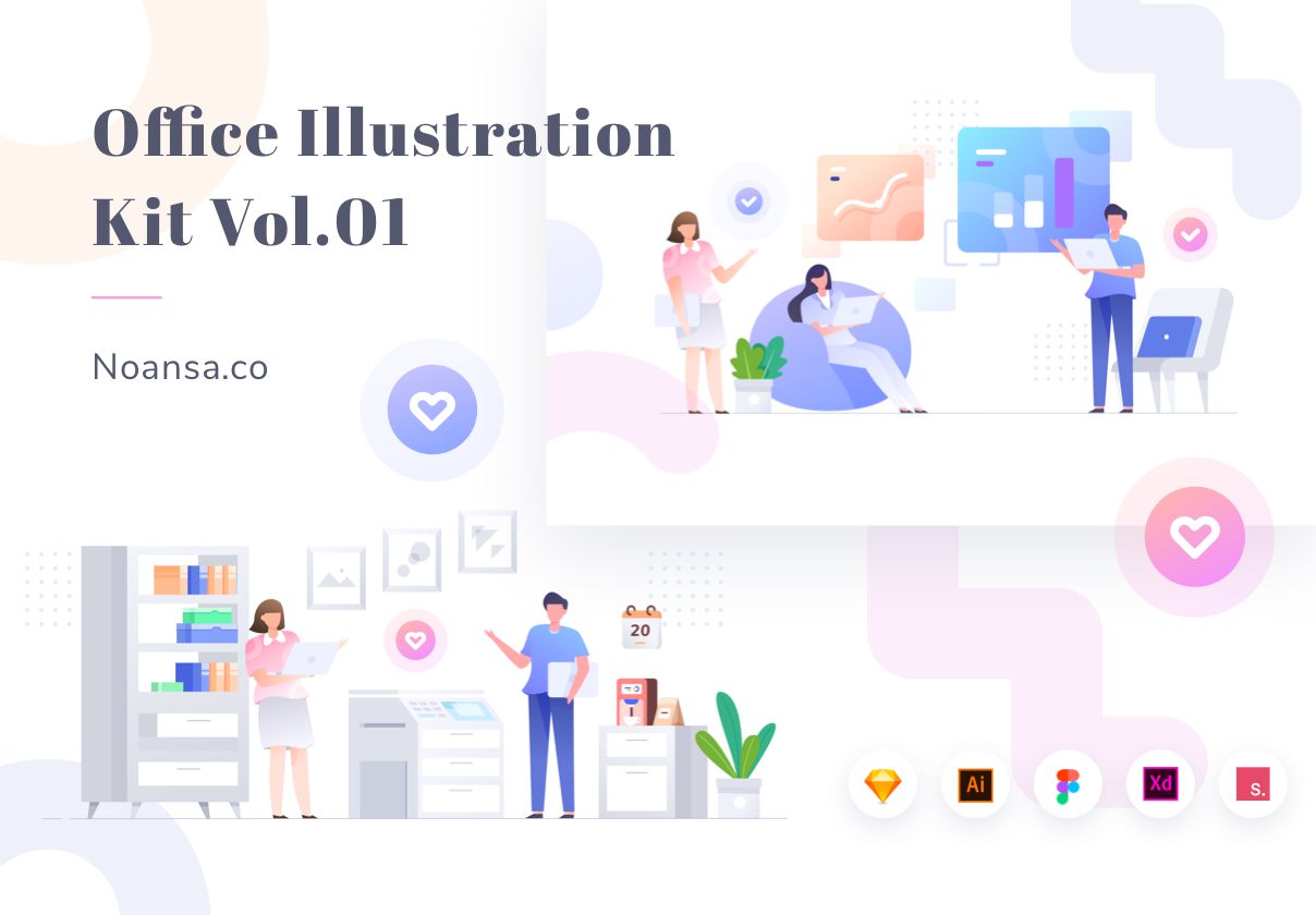 办公室插图套件 Office Illustration Kit Vol.01