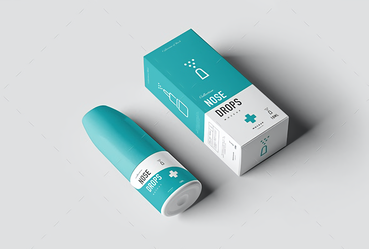 喷雾剂瓶子智能样机模板 Nose Drops Mock-up