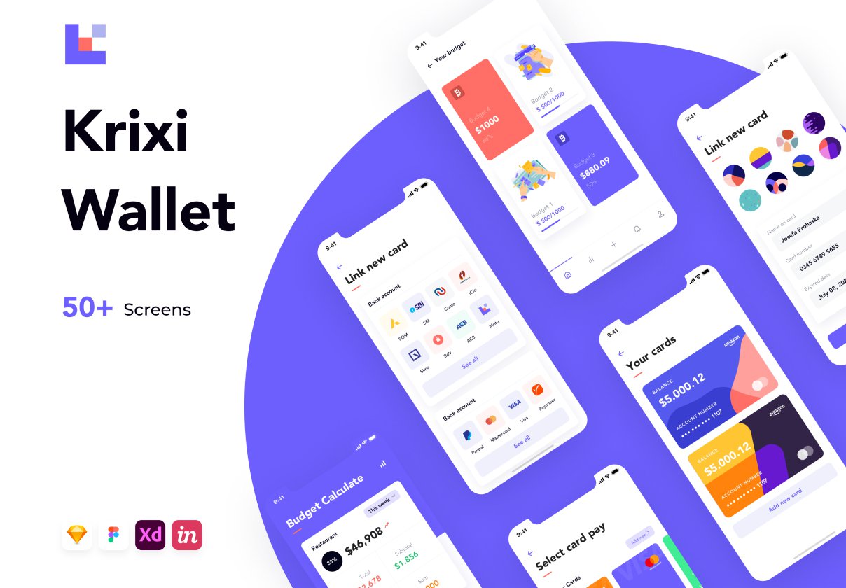 电子钱包现代App UI套件 Krixi Wallet